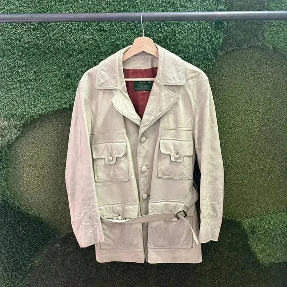 Vintage Other - Vintage Long Leather Utility  Jacket Large